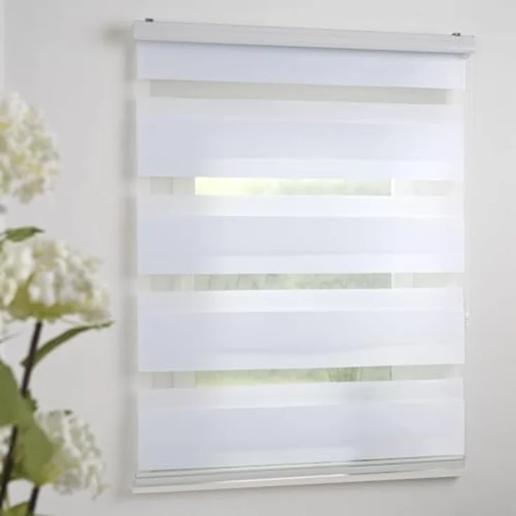 Doppelrollo DUO-Rollo mit 20 cm Streifen, Liedeco, Lichtschutz, mit Bohren, verschraubt, im Fixmaß – Bild 3