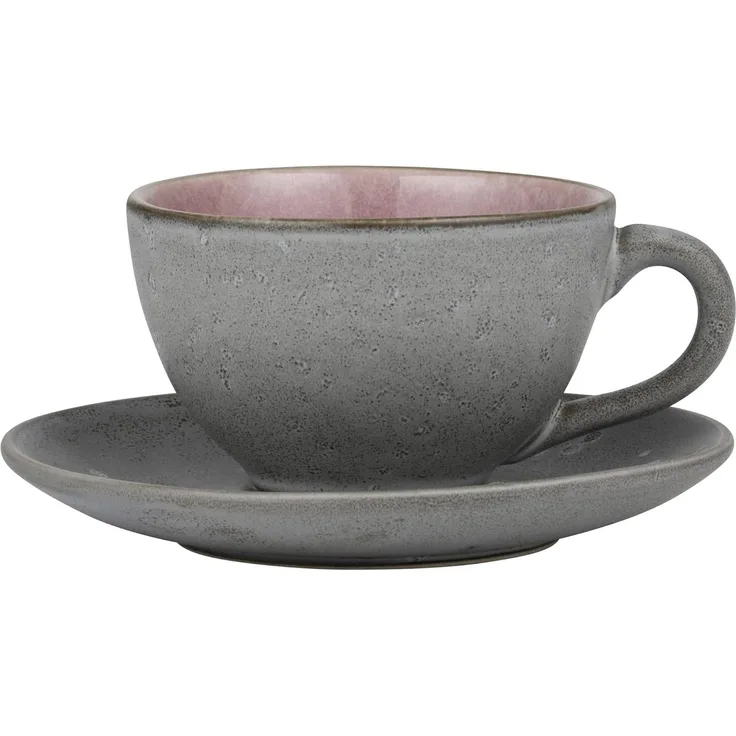 Bitz Tasse mit Untertasse grau / rosa 0,22 l