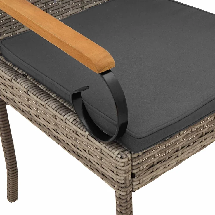 vidaXL Gartenstühle 4 Stk. Grau und Dunkelgrau Poly-Rattan und Akazie 42025886 – Bild 9