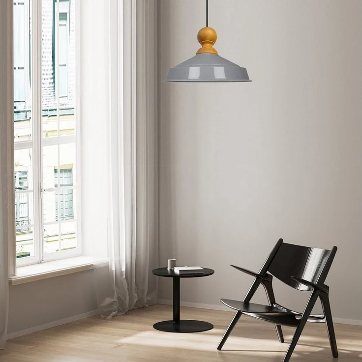 Bamyum Pendelleuchte Bamyum Asletl Industrielle aus Holz, 41cm, Metall E27 Lampe, ohne Leuchtmittel – Bild 2
