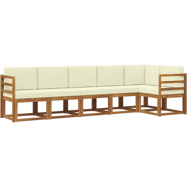 vidaXL Outdoor-Sofagarnitur 6 stk. 6-Sitzer Natur und Creme 3366448 – Bild 2