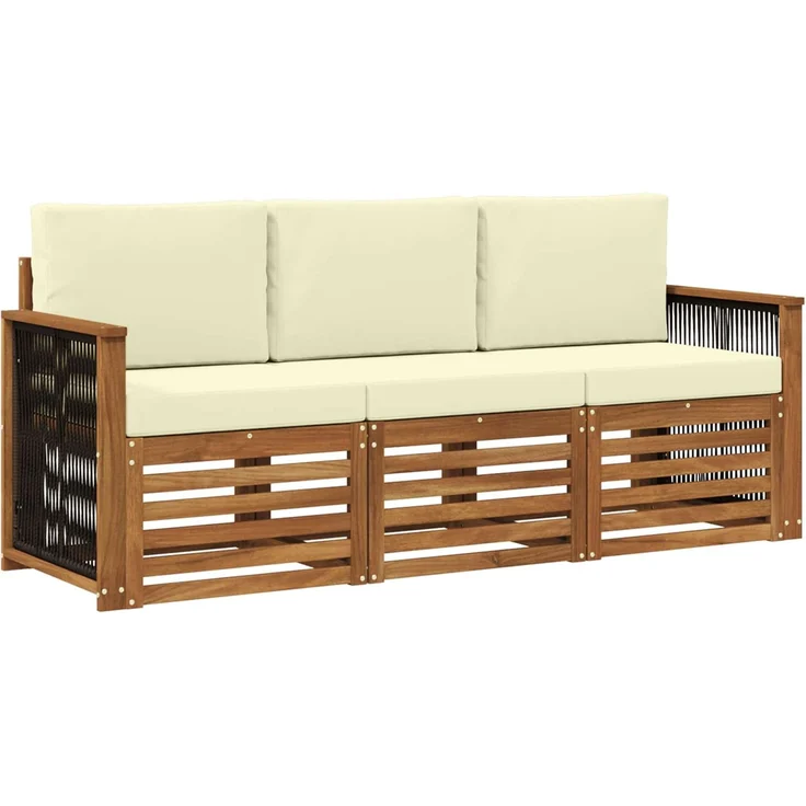 vidaXL Outdoor-Sofagarnitur 3 stk. 3-Sitzer Natur und Creme 3383961 – Bild 2