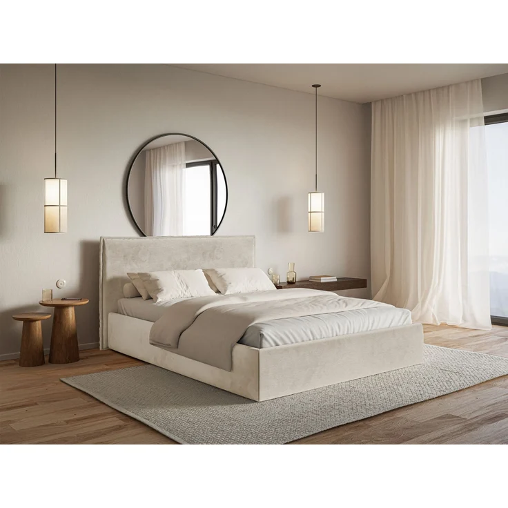 Selsey 'Softie Slim' Polsterbett 180×200 mit Bettkasten und Lattenrost, Velours, beige – Bild 3