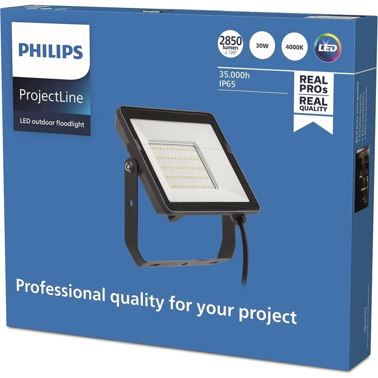 Philips ProjectLine Flutlicht, 30W, 4000K, schwarz – Bild 2