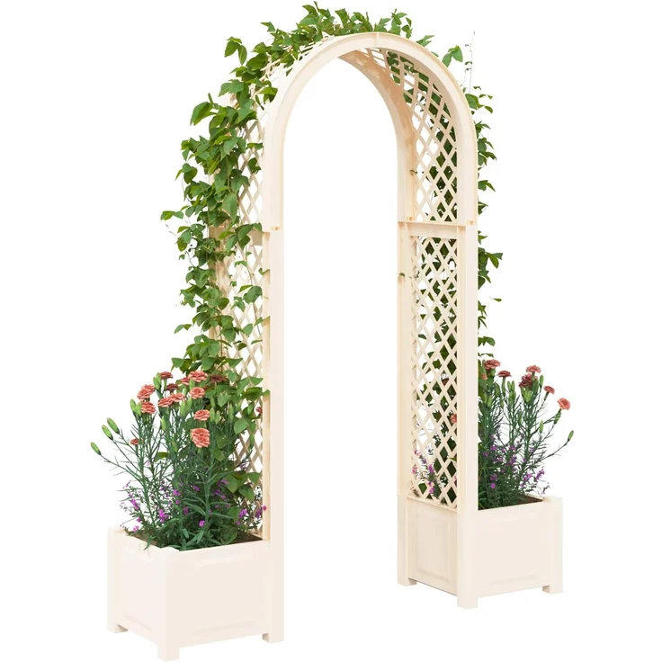 vidaXL Rosenbogen mit Pflanzer Weiß 168,5 x 43 x 207 cm PP 42041734 – Bild 3