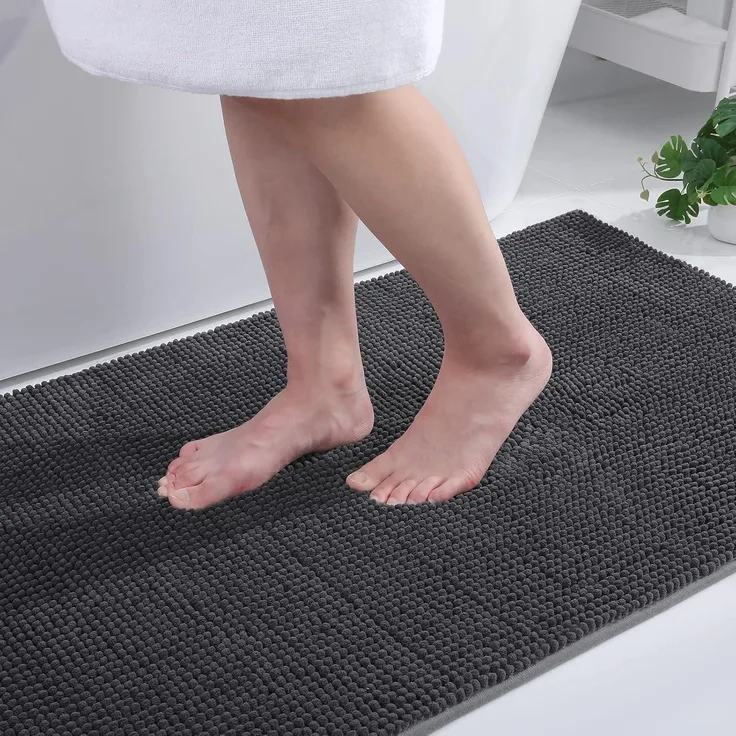 Badezimmerteppich Chenille 40 x 60 cm (Rechteckig) Dunkelgrau