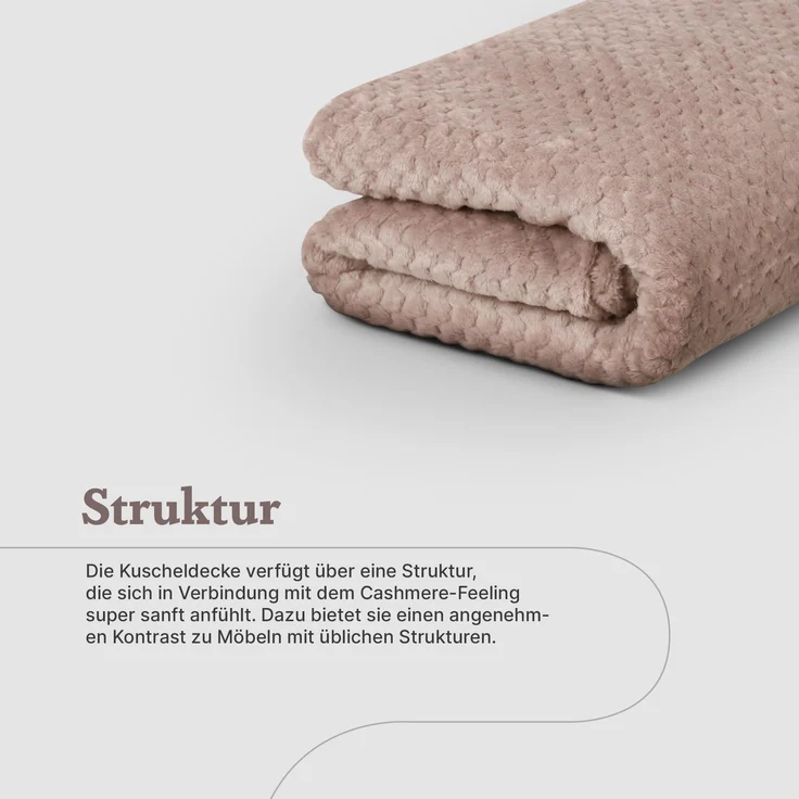 Kuscheldecke "Popcorn" Cashmere Soft-Touch Sandgrau 150x200 cm – Bild 6