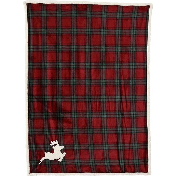 Wohndecke, Kaemingk, Kuscheldecke Fleecedecke 130x170cm kariert mit Hirsch Motiv 1 Stück – Bild 3