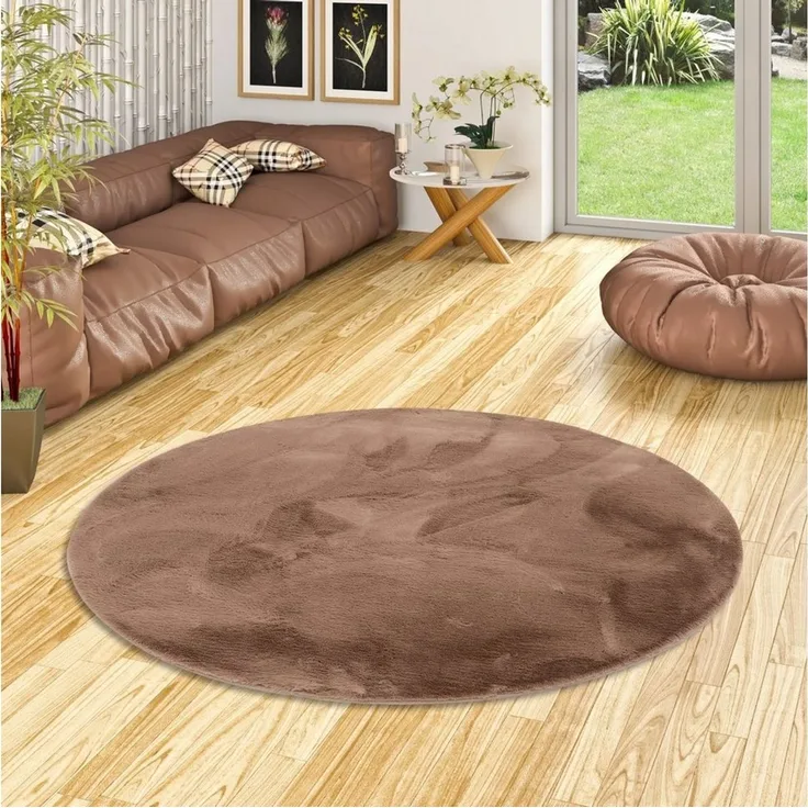 Pergamon Fellteppich Fellteppich Luxus Super Soft Plush Rund, Rund, Höhe: 25 mm