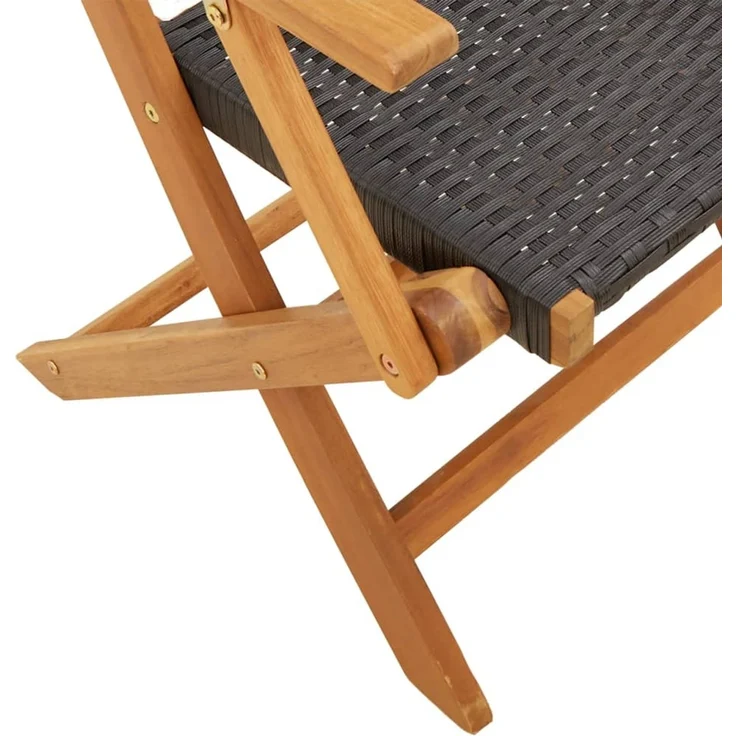 vidaXL Klappstühle, 2 Stück, schwarz, Massivholz Akazie und Polyrattan 367663 – Bild 10