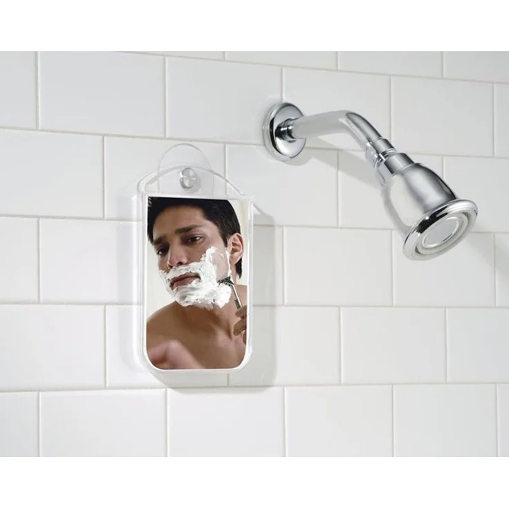 mDesign Beschlagfreier Duschspiegel Kosmetikspiegel Saugnapf Transparent – Bild 2