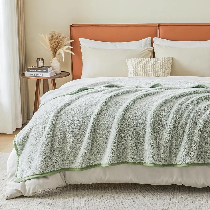 Decke Sherpa Queen Mikrofaser Couchdecke Salbei 150 x 200cm 05-salbei – Bild 2