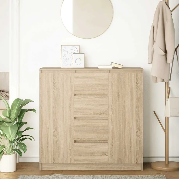 vidaXL Sideboard mit Schubladen Sonoma-Eiche 100,5x35x98,5 cm 3328455 – Bild 2