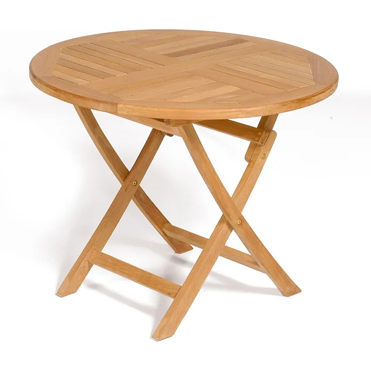 SunnySmart Teakholz-Klapptisch York natur Tisch rund Ø 90 cm Balkontisch