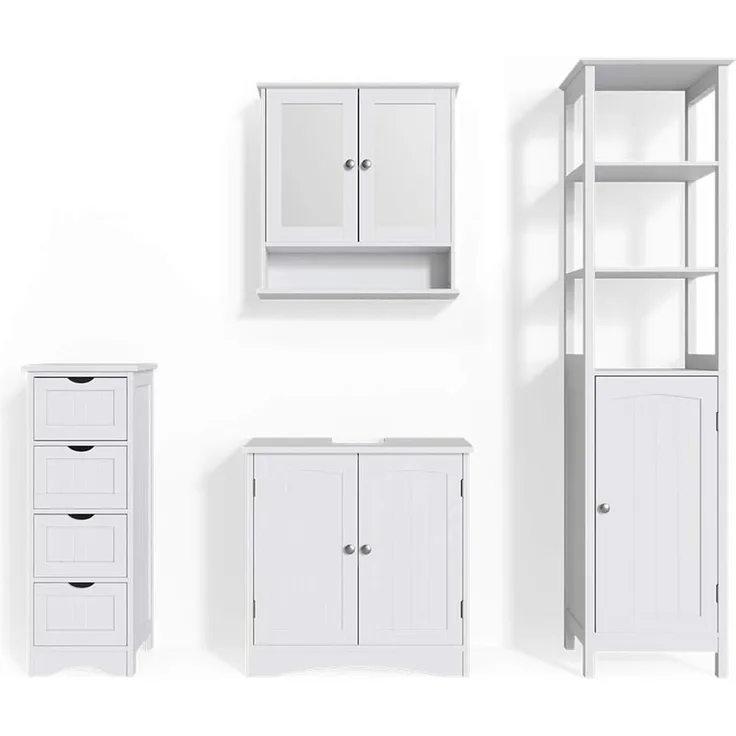 Badmöbel-Set Bianco Weiß 4-teilig Vicco
