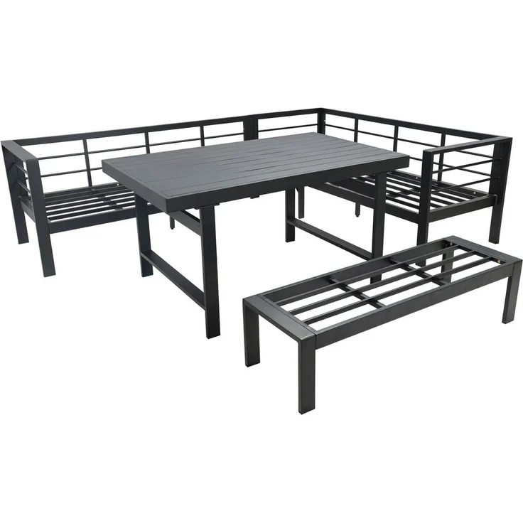 KONIFERA Gartenlounge-Set New Jersey, (Set, 14-tlg, 2x Sofa, 1x Bank, 1x Tisch, 3x Sitzauflage, 7x Rückenkissen), bestehend aus 2 Sofas, 1 Bank, 10 Sitz- und Rückenkissen, 1 Tisch – Bild 2