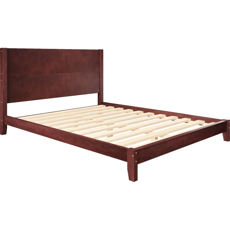 Merax Doppelbett, 160x200 Plattformbett mit Kopfteil und Lattenrost, Braun – Bild 9