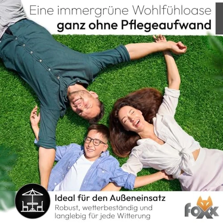 Kunstrasen 100x200 – Wetterfester Outdoor Teppich in Grün für Balkon, Terrasse & Garten | Robuster Teppichboden als Rasen-Alternative – Bild 3