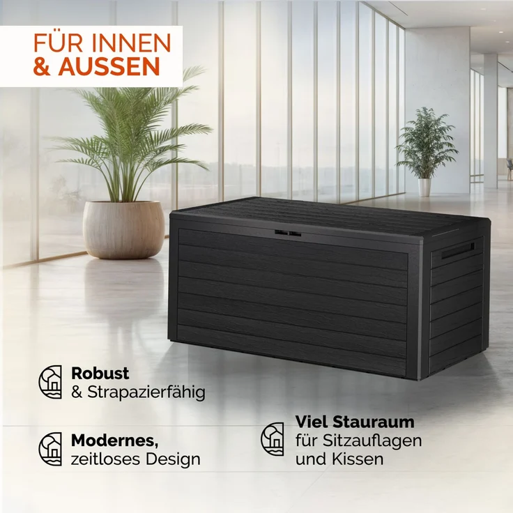 Auflagenbox "Holzoptik" klappbar Deckel 120x46x57cm – Bild 5
