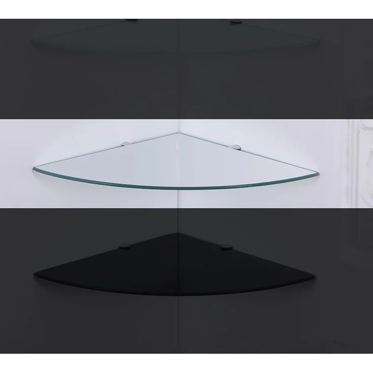 HOOZ Wandregal Eckregal aus Sicherheitsglas mit Halterung - Klarglas 35 x 35 x 0,6 cm, 1-tlg, mit geschliffenen Kanten – Bild 5