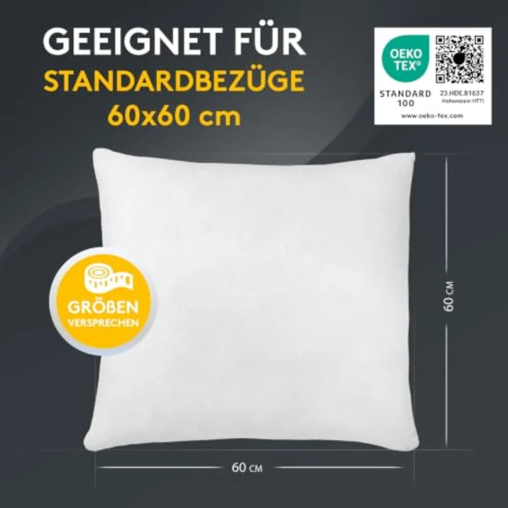 LILENO HOME Kissenfüllung 60x60 cm (6er Set) | Pralle Füllung für Couchkissen & Dekokissen | Hygienisch und formstabil, Made in Germany mit Oeko-Tex Klasse 1 – Bild 5
