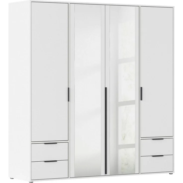 rauch Drehtürenschrank Kleiderschrank Schrank Garderobe Wäscheschrank NAGATA mit Spiegel (in 3 verschiedenen Ausstattungen BASIC/CLASSIC/PREMIUM) und Schubladen sowie Stangengriffen TOPSELLER MADE IN GERMANY – Bild 1
