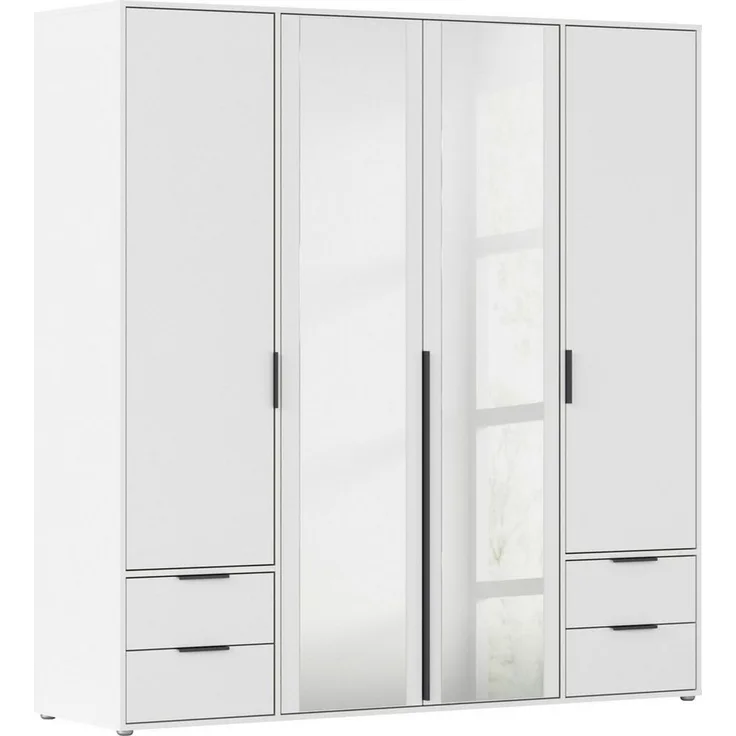 rauch Drehtürenschrank Kleiderschrank Schrank Garderobe Wäscheschrank NAGATA mit Spiegel (in 3 verschiedenen Ausstattungen BASIC/CLASSIC/PREMIUM) und Schubladen sowie Stangengriffen TOPSELLER MADE IN GERMANY