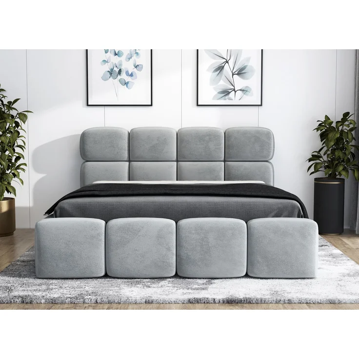 Polsterbett MONAKO 90x200 mit Matratze, Bettkasten und Lattenrost. Farbe: Silber 15 – Bild 2