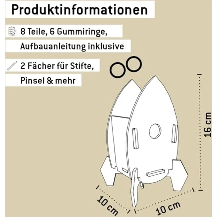 Werkhaus Stiftebox "Rakete" Stiftehalter Stifteköcher WE_2080 – Bild 7
