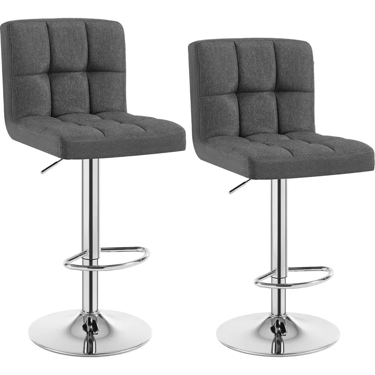 Stilvoller Barhocker 2er-Set aus Leinen & Metallbeinen dunkelgrau