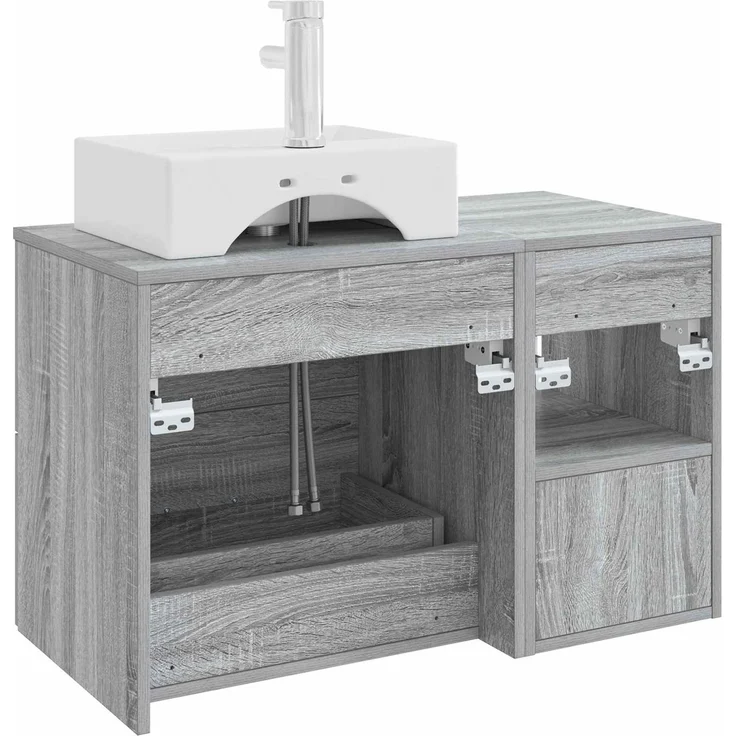 vidaXL Badezimmerschrank-Set 2 stk. Grau Sonoma 79,5 x 41 x 79,5 cm 3403893 – Bild 6