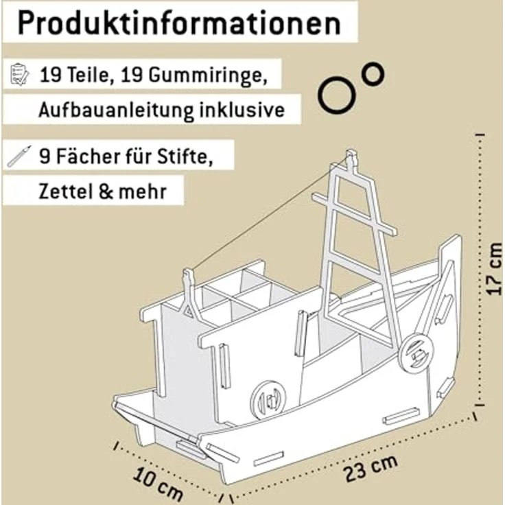 Werkhaus Stiftebox Fischkutter blau Stifte Köcher Halter WE2036 – Bild 5