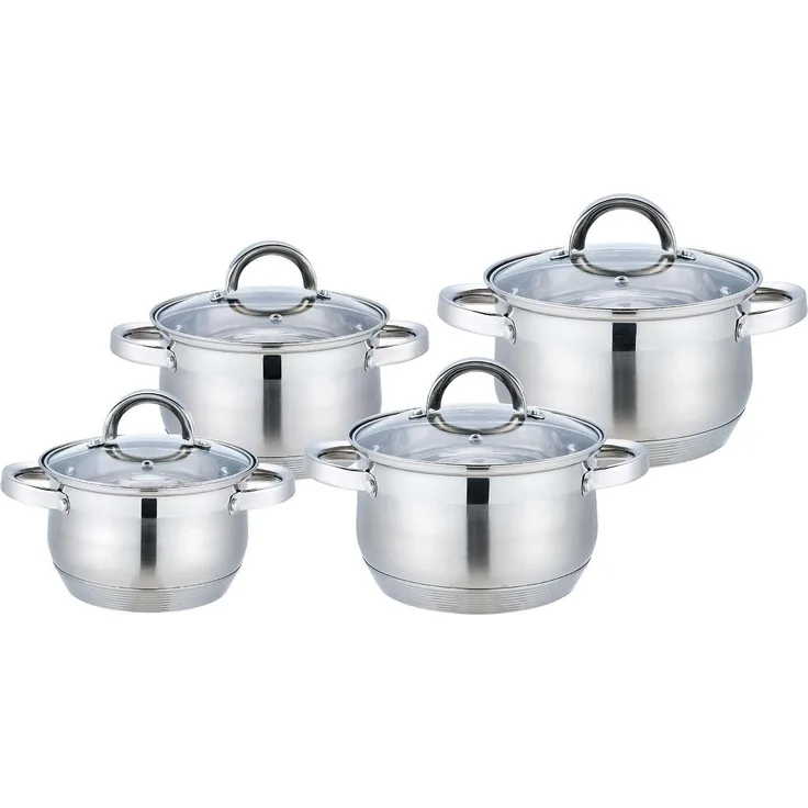 Kochtopf Set 8-tlg, Edelstahl Suppentopf Induktion Schmortopf Bratentopf Topf