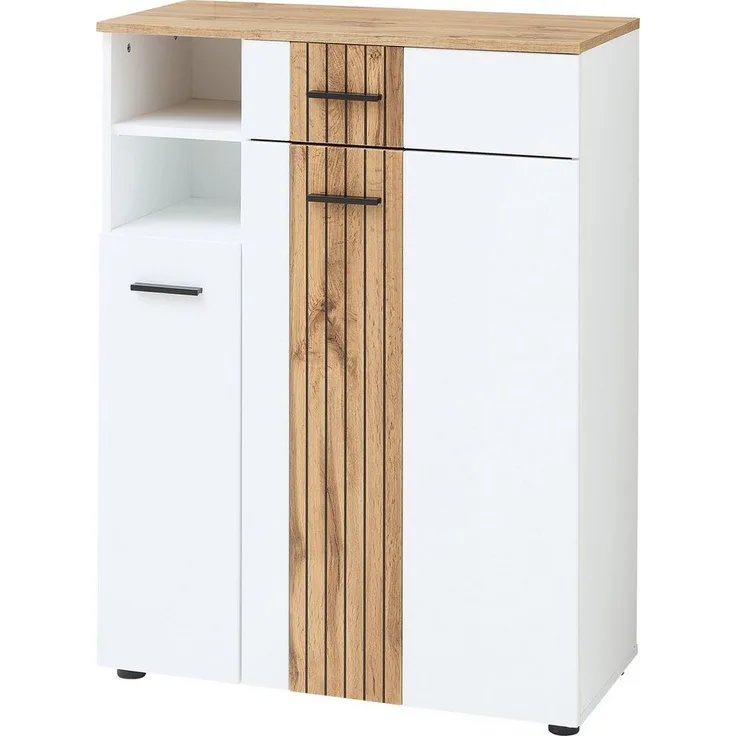 Schuhschrank Spike / Sparks, Holzwerkstoff, Weiß, Holzfarben, 80 x 106 x 38 cm