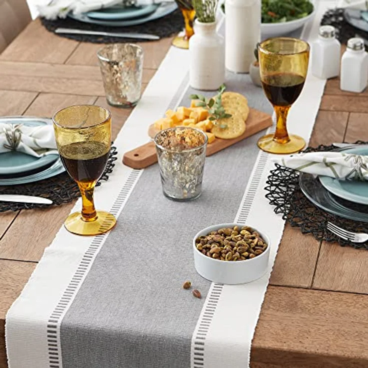 DII Dobby Stripe Woven Table Runner, Baumwolle, Cool Grey, 13x72 – Bild 6