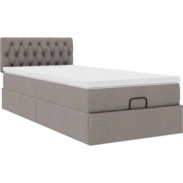 vidaXL Ottoman-Bett mit Matratze Taupe 100x200 cm Stoff 3311522 – Bild 4