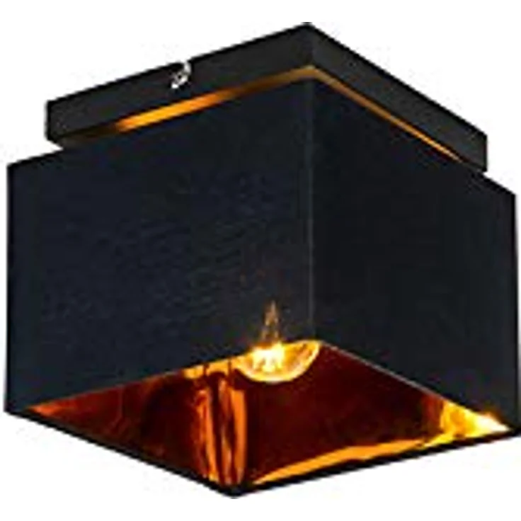 Qazqa Modern Deckenleuchte VT, quadratische Deckenlampe in Schwarz-Gold, dimmbar, E27-Fassung, 17 cm, ideal für Flur, Schlafzimmer und Wohnzimmer – Bild 1
