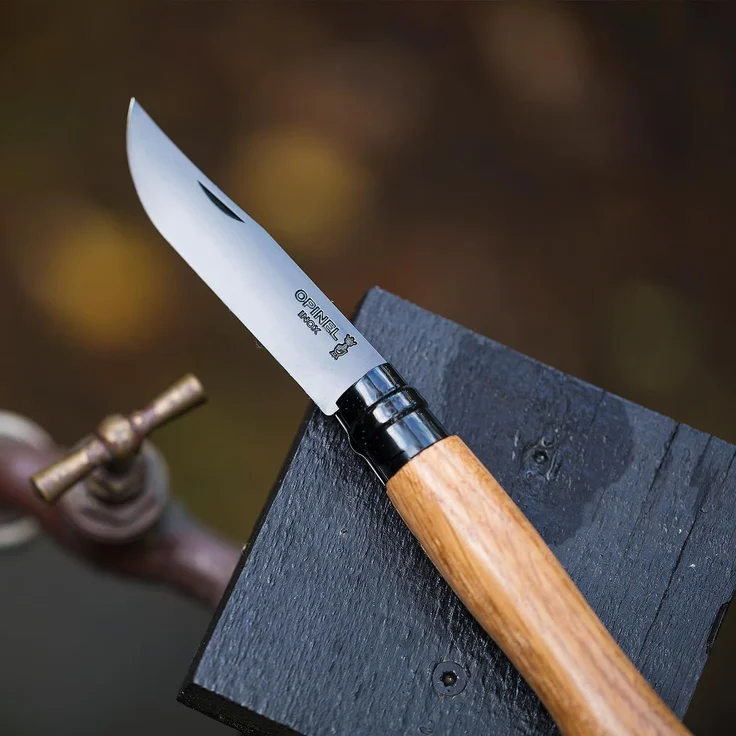 Opinel Tradition Luxury N°08 - Klappmesser - 8.5 cm - mattschwarze Klinge, gelbbraun mit gleichmäßig marmoriertem Griff – Bild 8