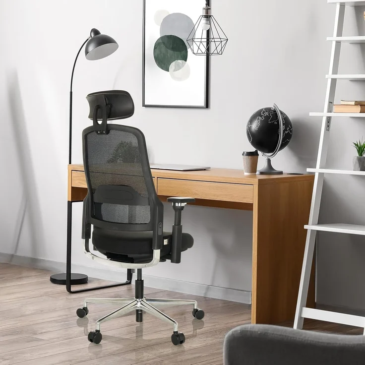 hjh OFFICE Profi Bürostuhl TERARO AX Ergonomischer Drehstuhl mit höhenverstellbarer Rückenlehne und Kopfstütze, Stoff/Netz Schwarz, 608995 – Bild 6
