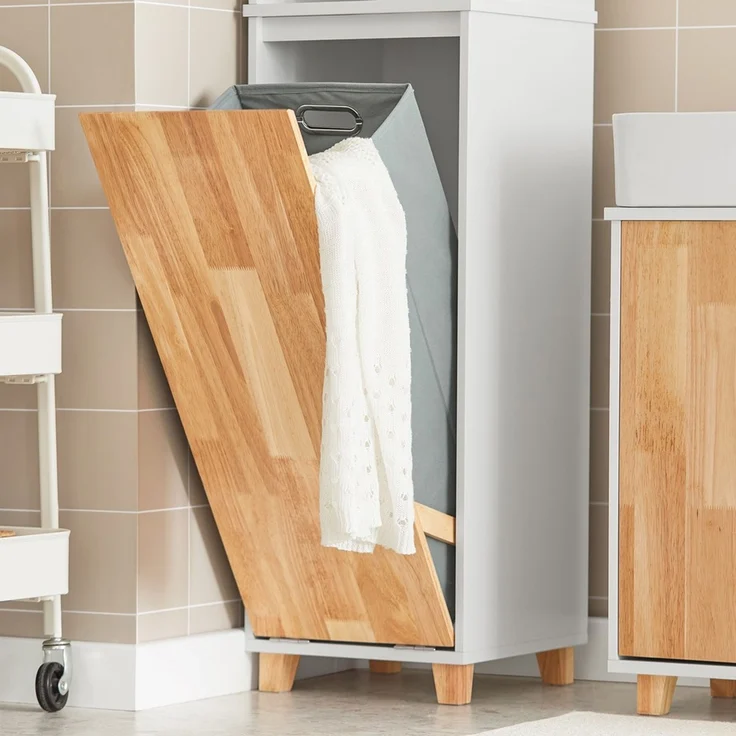 SoBuy BZR74-W Badezimmer-Hochschrank, MDF, Lackiert, Weiß, 32 x 170 x 31 cm – Bild 4