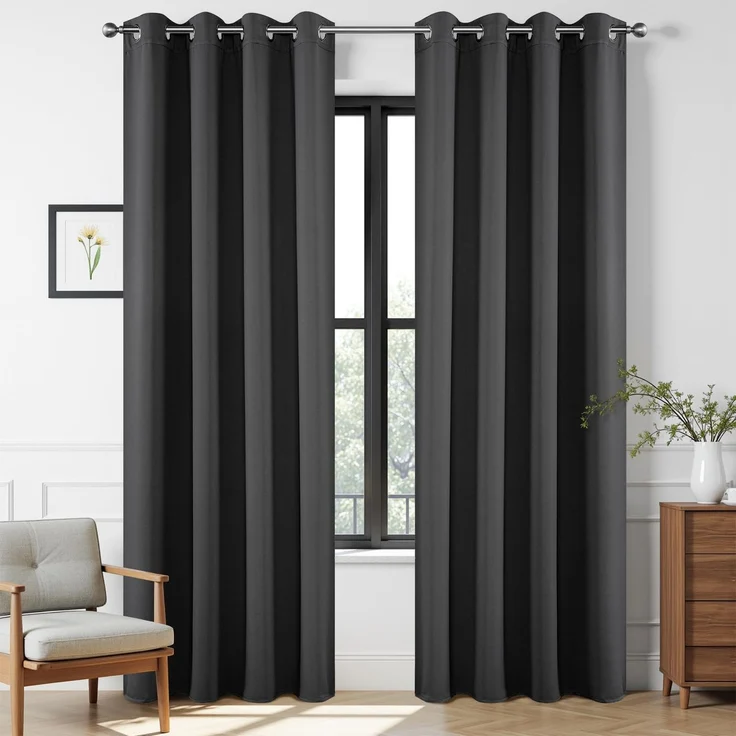 Joydeco Verdunkelungsvorhänge, 213 cm Länge, 2 Paneele, wärmeisoliert, Lange Vorhänge und Vorhänge, 2 Burgfarben, Raumverdunkelung, Vorhänge für Wohnzimmer, Schlafzimmer, Fenster (B 132 x L 213 cm,