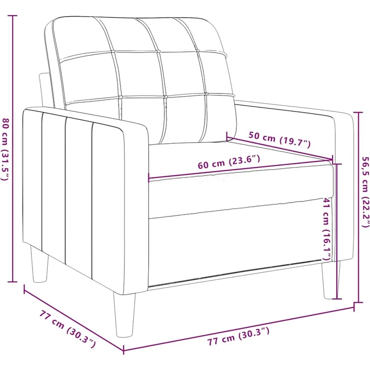 vidaXL Sessel Gelb 60 cm Samt 4007610 – Bild 8
