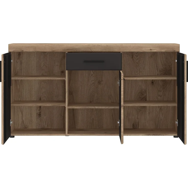 Sideboard >GRANO< in Viking Eiche Dekor/KOSMOS GRAU - 156,8x86x40,9 (BxHxT) – Bild 2
