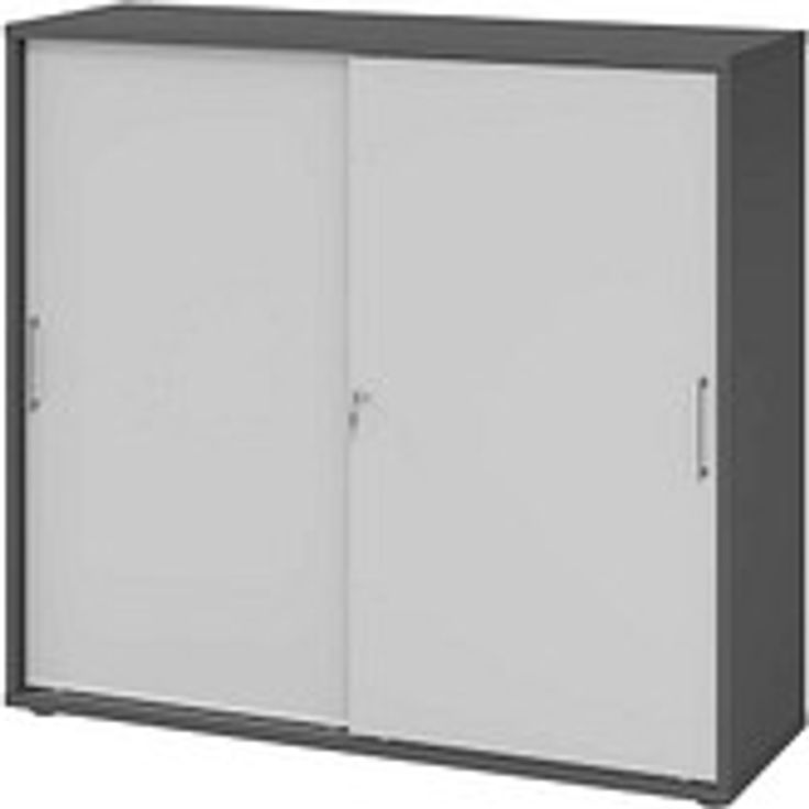HAMMERBACHER Schiebetürenschrank Haziender V1753S/G/5/BS, grafit-grau, 2 Fachböden, 120 x 40 x 110 cm, platzsparend und robust