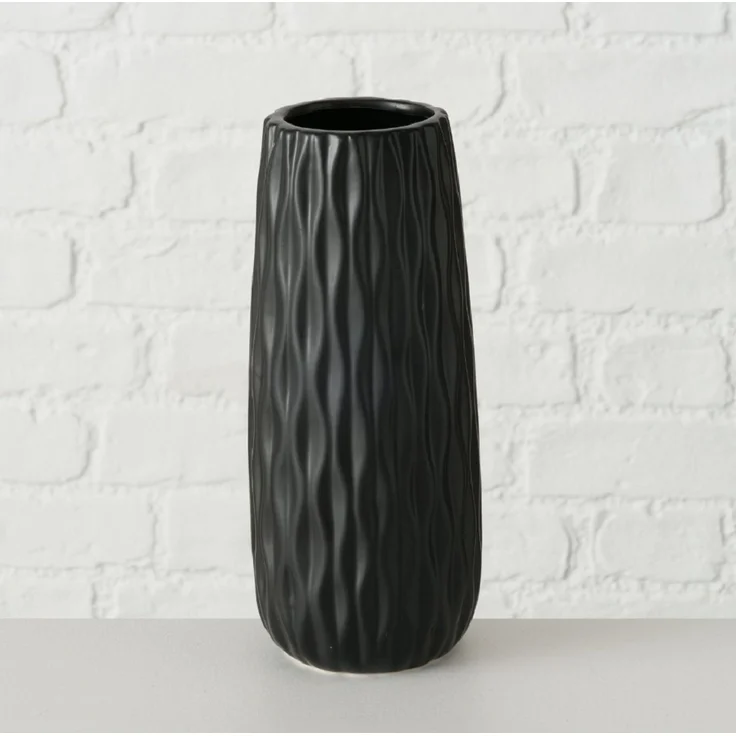 BOLTZE GRUPPE Dekovase 2er Set Vase Luana, schwarz, Steingut, matt – Bild 4