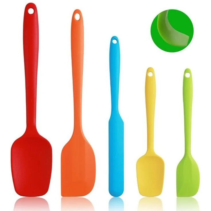 FOUORTUNATE-BEE Teigschaber Silikon Teigschaber Set 5tlg – Küchen- & Backspatel, Hitzebeständige Spatel für Backen, Kochen & Rühren – Bild 4