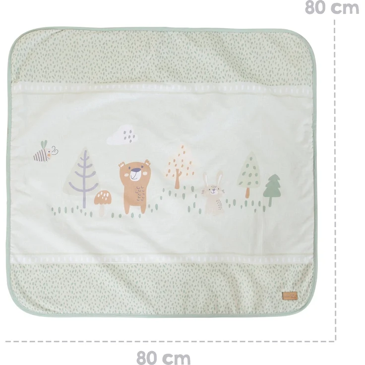 roba Babydecke 'Woodland Buddies' 80 x 80 cm - 2-seitige Decke - Pastellgrün & Silbergrau – Bild 7
