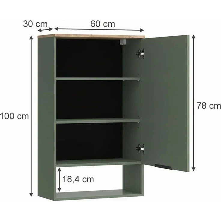 Hängeschrank Wido Grün 60 x 100 cm mit Tür Vicco – Bild 3