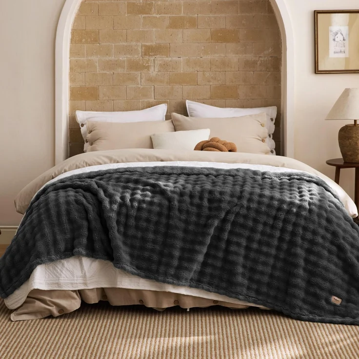 BEDSURE Kuscheldecke Flauschig Bubble Decke - Dunkelgrau, 220x240 cm | Sofadecke, Dicke Fleecedecke, Tagesdecke für Zimmer Deko, Wolkenweich & Atmungsaktiv Wolldecke, Geschenk für Frauen