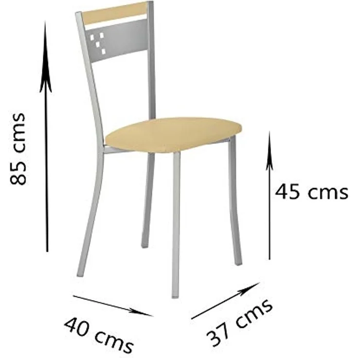 ASTIMESA Zwei Küchenstühle aus Metall, Rückenlehne und roter Sitz – Bild 3